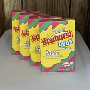 4 BOXES - Starburst Duos Singles to Go Drink Mix Strawberry Watermelon for Water